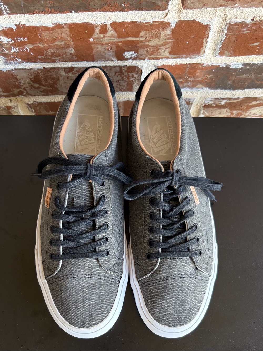 Vans Gray Canvas Low Top Lace Sneakers Size 10